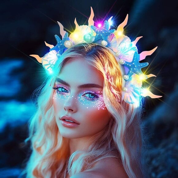 Light Up Mermaid Headpiece Led Starfish Hair Accessory for Women and Girls main image 5